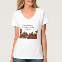 V-Ausschnitt-T-Shirt mit Hibiskus-Design