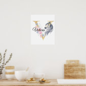 V Buchstabe personalisierte Bezeichnung Monogramm  Poster (Küche)