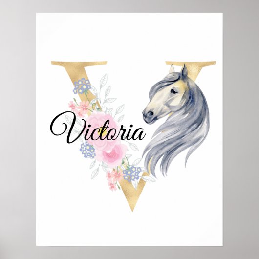 V Buchstabe personalisierter Name Monogramm mit Pf Poster (Vorne)
