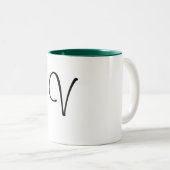 V Buchstabe-Tasse Zweifarbige Tasse (VorderseiteRechts)