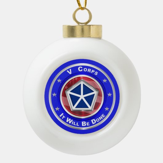 V Corps Christmas Keepake Keramik Kugel-Ornament (Vorderseite)