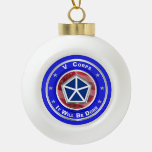 V Corps Weihnachtsandenken Keramik Kugel-Ornament