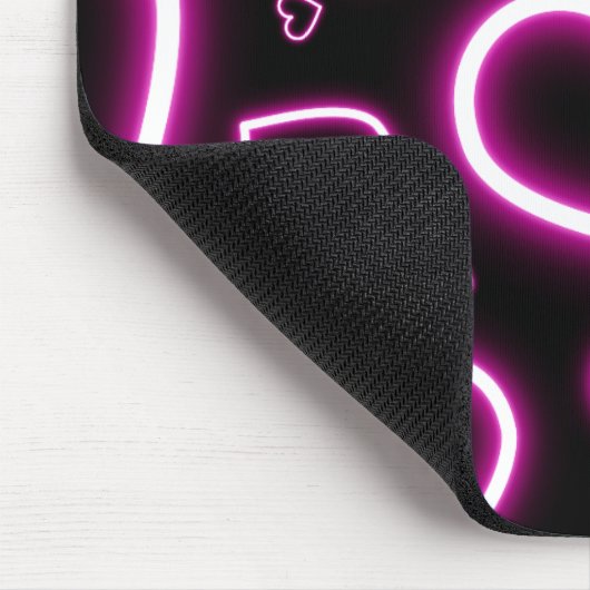 V-Day Pink Neon Hearts Mousepad (Ecke)