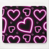 V-Day Pink Neon Hearts Mousepad (Vorne)