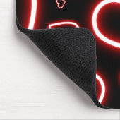 V-Day Red Neon Hearts Mousepad (Ecke)