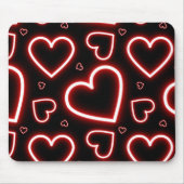 V-Day Red Neon Hearts Mousepad (Vorne)