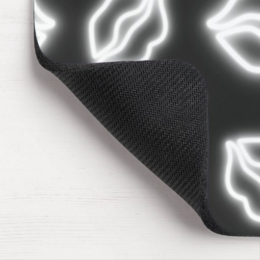 V-Day White Neon Hearts Mousepad (Ecke)