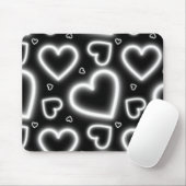 V-Day White Neon Hearts Mousepad (Mit Mouse)