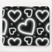 V-Day White Neon Hearts Mousepad (Vorne)