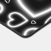 V-Day White Neon Hearts Schreibtischunterlage (Ecke)