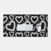 V-Day White Neon Hearts Schreibtischunterlage (Tastatur & Maus)