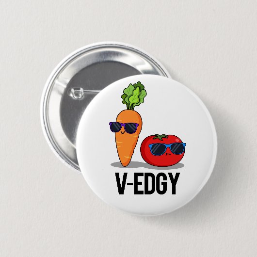 V-Edgy Funny Veggie Pun Button (Vorne & Hinten)