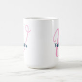 "V" Extravagantes Skriptmonogramm mit Navy-Name Kaffeetasse (Mittel)