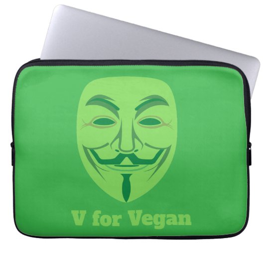 V für vegan laptopschutzhülle (Vorderseite)