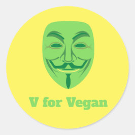 V für vegan runder aufkleber