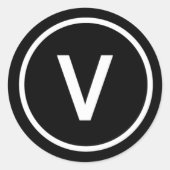 V für Vegane Ernährung, natürliches Symbol Schwarz Runder Aufkleber (Vorderseite)