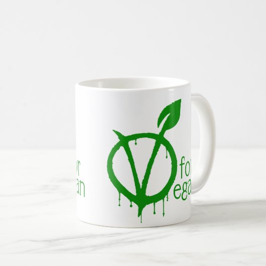 V für veganes kaffeetasse (VorderseiteRechts)