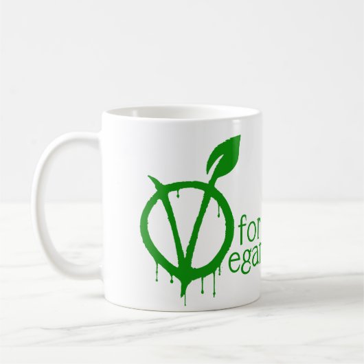 V für veganes kaffeetasse (Links)