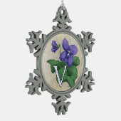 V für Veilchen-Blumen-Monogramm-Grafik Schneeflocken Zinn-Ornament (Links)