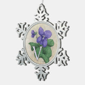 V für Veilchen-Blumen-Monogramm-Grafik Schneeflocken Zinn-Ornament (Rechts)