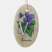 V für Veilchen-Blumen-Monogramm Keramikornament (Rechts)