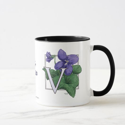 V für Veilchen-Blumen-Monogramm Tasse (Rechts)