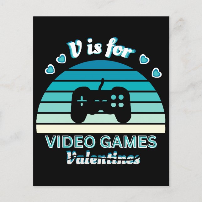 V für Video Games Not Valentines - Funny Retro Col (Vorderseite)