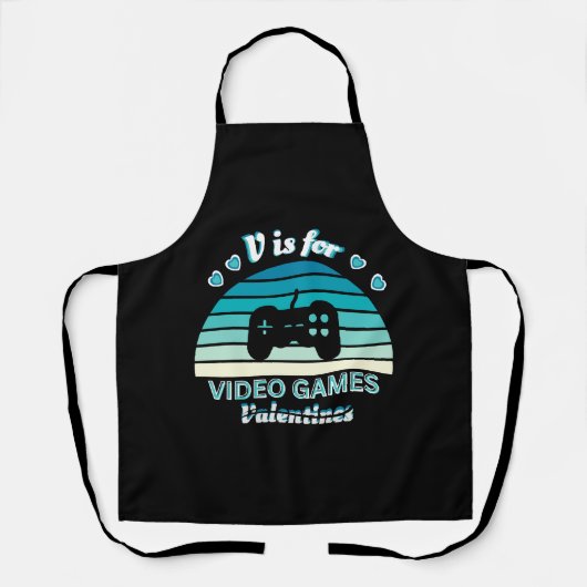 V für Video Games Not Valentines - Funny Retro Col Schürze (Vorderseite)