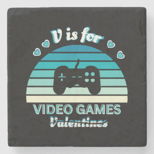 V für Videospiele, nicht Valentinstag - Lustige Re Steinuntersetzer