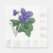 V für Violet Floral Monogramm Serviette (Vorderseite)