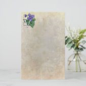 V für Violetten Blume Monogramm Briefpapier (Stehend Vorderseite)