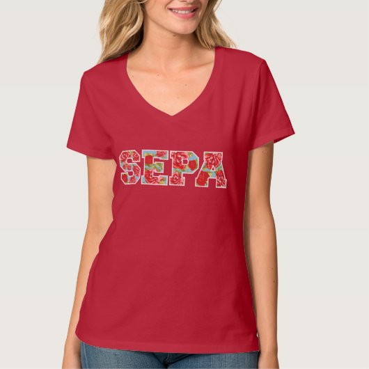 V-Hals SEPA Rose T-Shirt (Vorderseite)