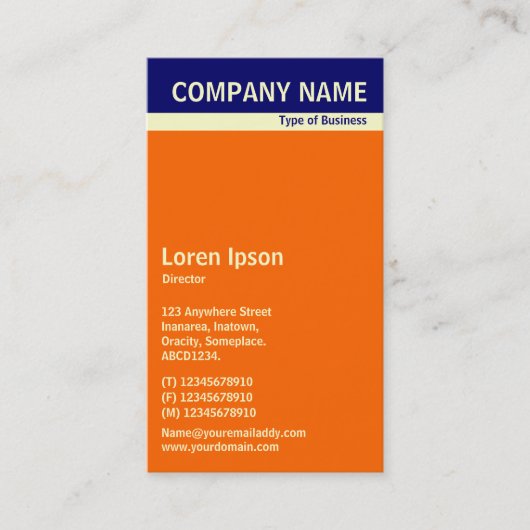 V Header Band - Dunkelblau, Creme und Orange FF660 Visitenkarte (Vorderseite)