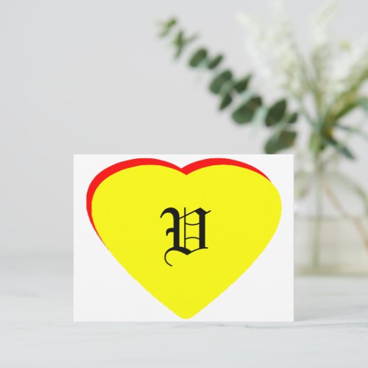 "V" Herz-Gelb-Hochzeit Einladung des MUSEUMS (Stehend Vorderseite)