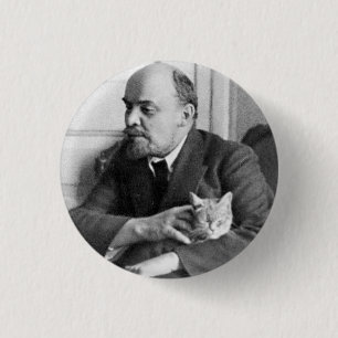 V.I. Lenin pets eine kleine Katze, 1 ¼ Zoll-runde Button