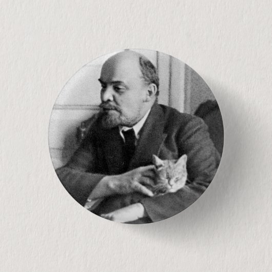V.I. Lenin pets eine kleine Katze, 1 ¼ Zoll-runden Button (Vorderseite)