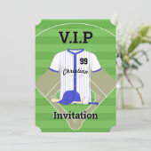 V.I.P Baseball Birthday Blau Einladung (Stehend Vorderseite)