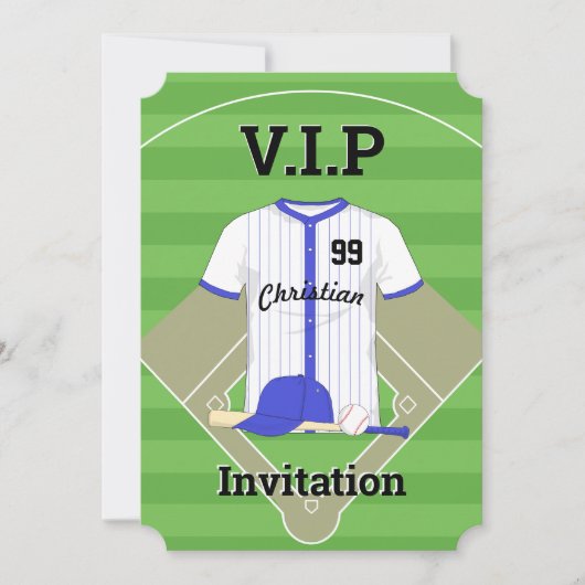 V.I.P Baseball Birthday Blau Einladung (Vorderseite)