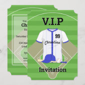 V.I.P Baseball Birthday Blau Einladung (Vorne/Hinten)