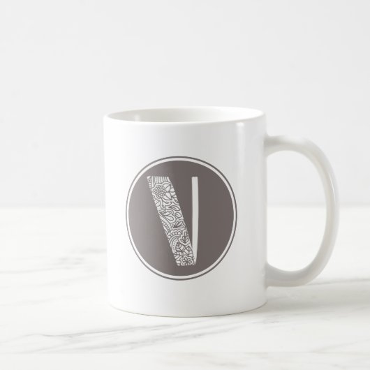 V Initiale florale Monogramm Kaffeetasse (Rechts)