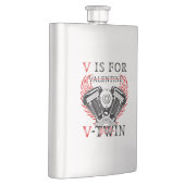 V is for Valentine, V-Twin Motorcycle. Biker Flachmann (Rechts)