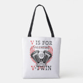 V is for Valentine, V-Twin Motorcycle. Biker Tasche (Rückseite)