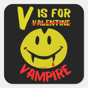 V IS FOR VAMPIRE witzige valentinische Geschenkide Quadratischer Aufkleber
