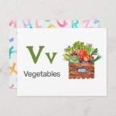 V is for Vegetables - Alphabet Flash Card Postkarte (Vorne/Hinten)