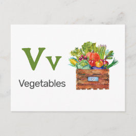 V is for Vegetables - Alphabet Flash Card Postkarte
