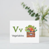 V is for Vegetables - Alphabet Flash Card Postkarte (Stehend Vorderseite)
