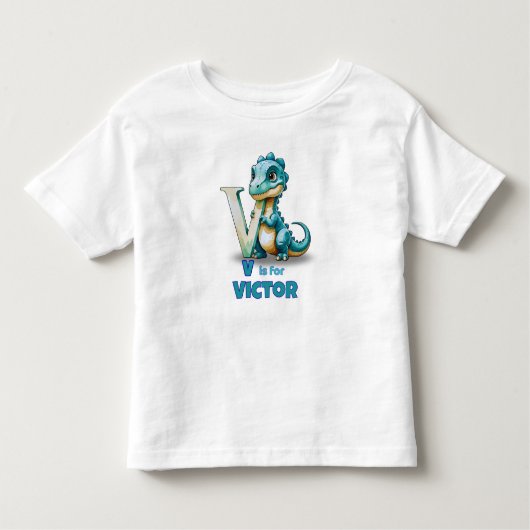 V is for Velociraptor – Kleinkind T-shirt (Vorderseite)