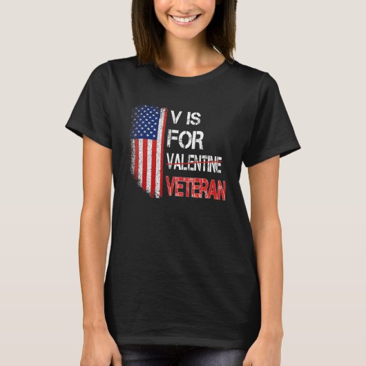 V Is For Veteran Valentine's Day US Flag T-Shirt (Vorderseite)