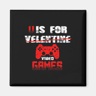 V is for video Games Boys Valentinstag Kids Son Magnet