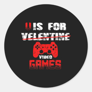 V is for Video Games Boys Valentinstag kids son Runder Aufkleber
